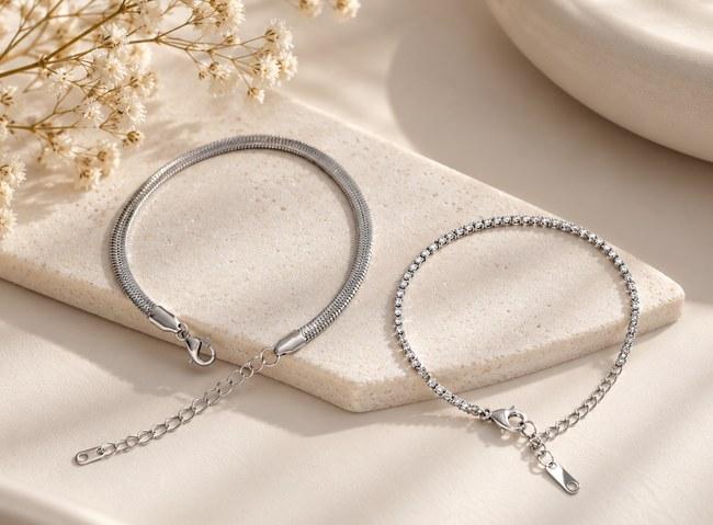 Silver Tennis Bracelet Duo