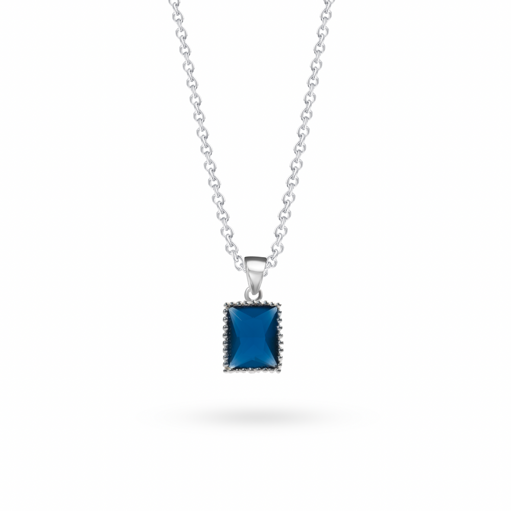 
                  
                    Modern sterling silver pendant featuring vibrant blue zirconia by Klarity
                  
                