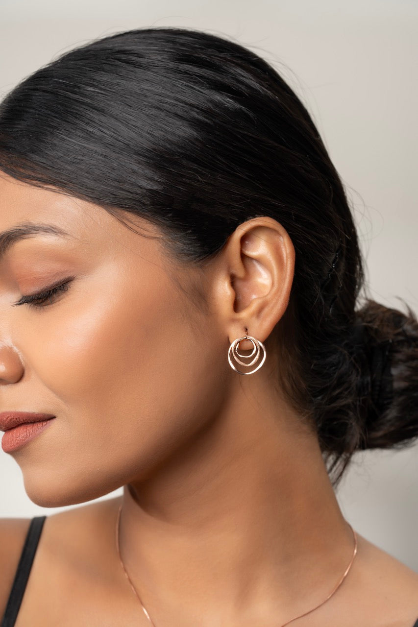 Modern gold-plated round stud earrings for women, crafted from 925 sterling silver
