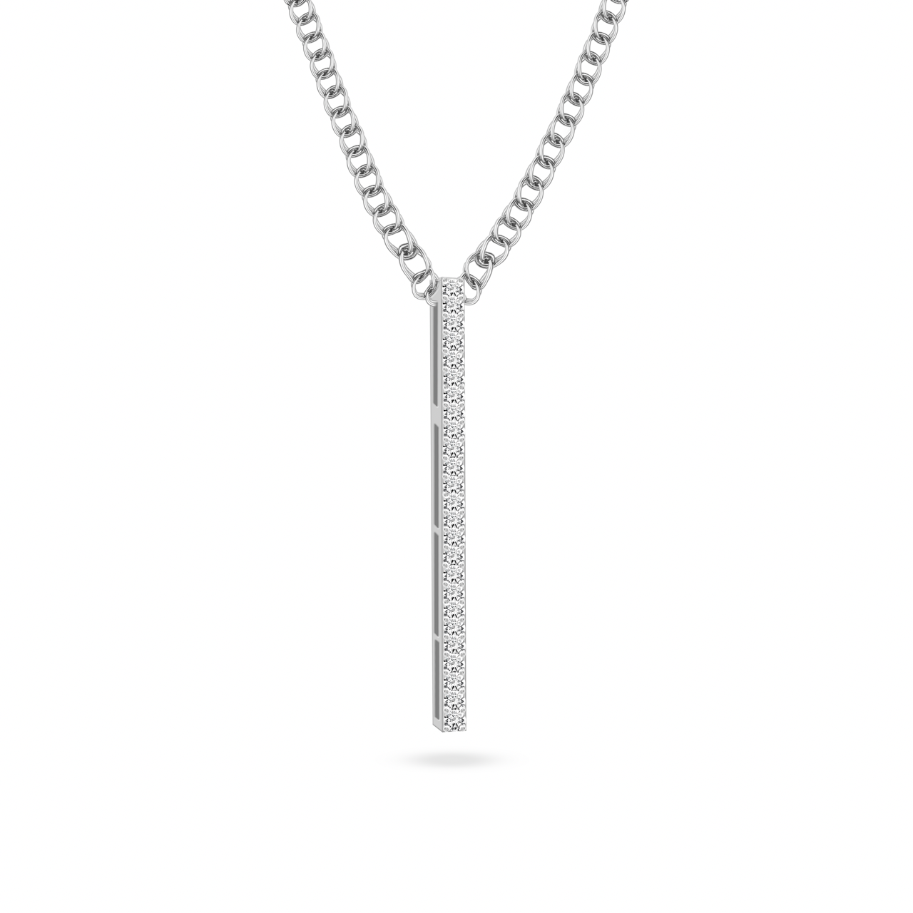 Klarity’s minimalist bar pendant with CZ stones on 925 silver chain - modern layering jewellry