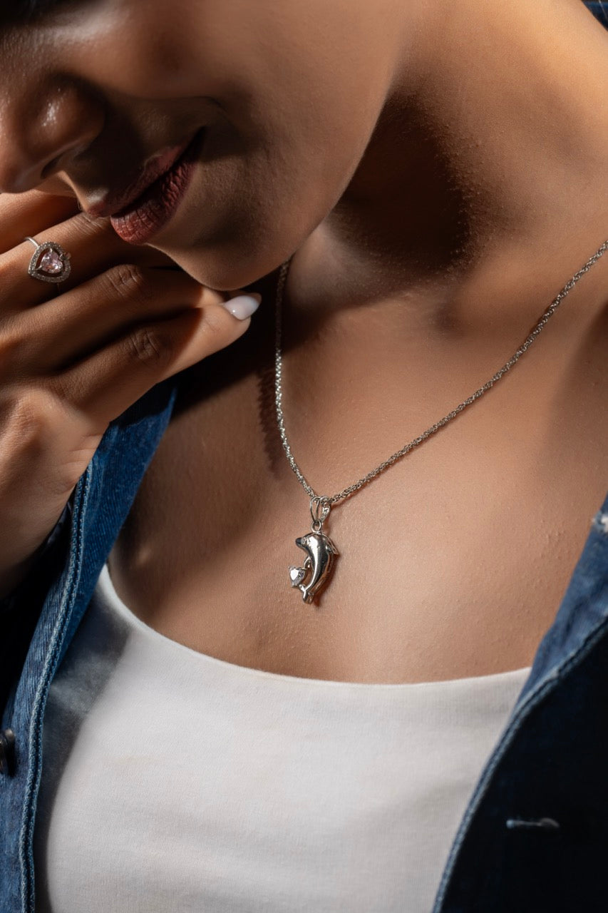 Dolphin pendant + Chain,Wear your passion for the sea by Klarity