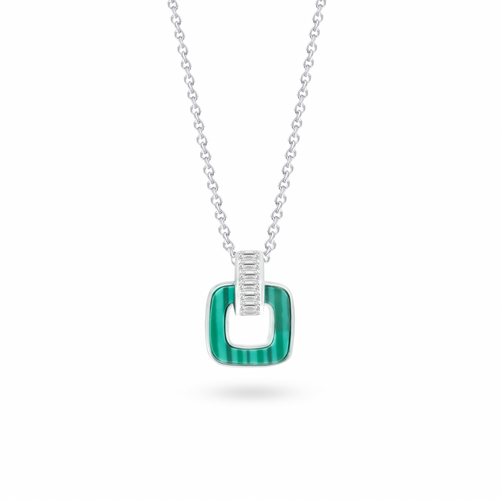 Klarity’s vibrant green square CZ pendant on 925 silver chain - modern geometric jewelry