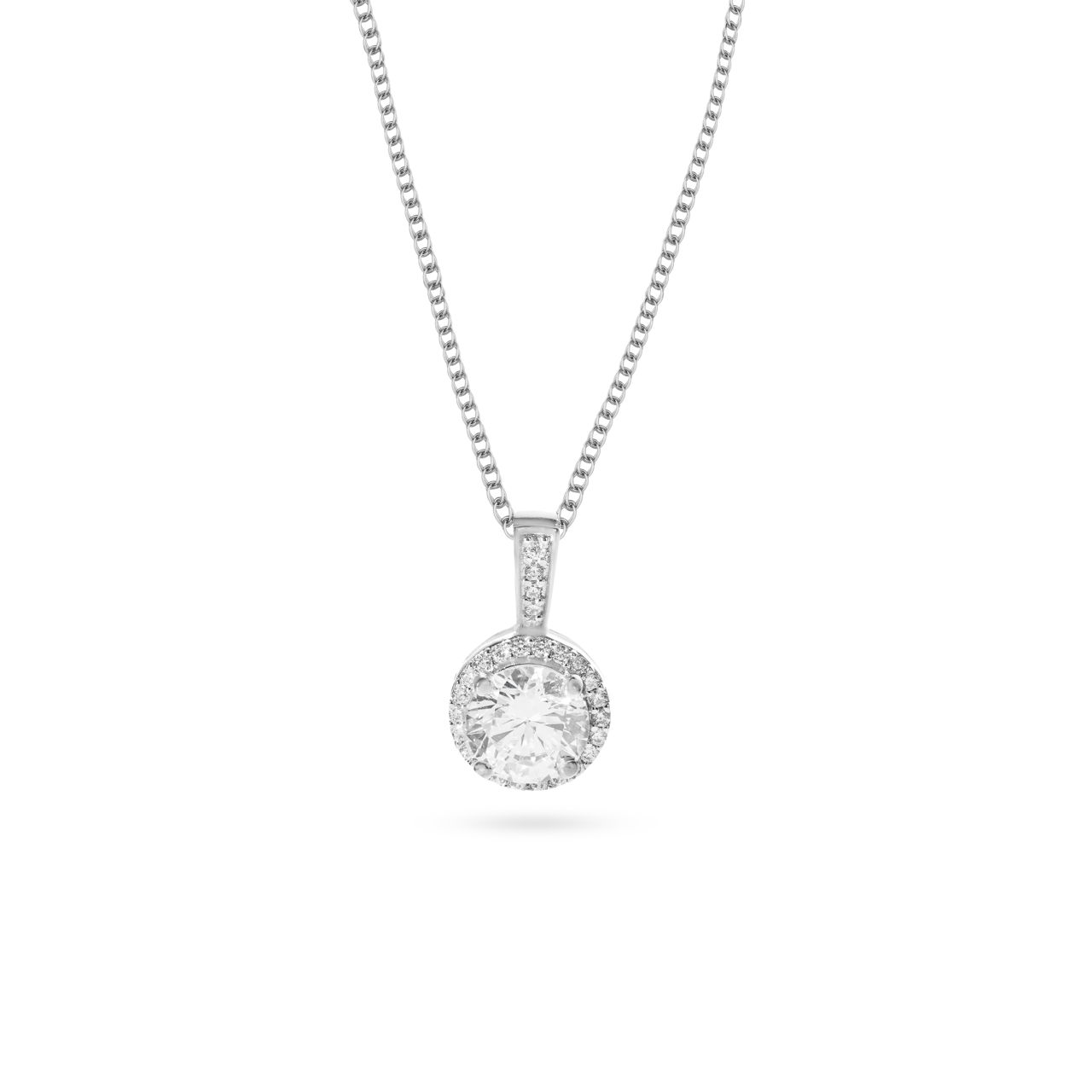 Klarity’s halo solitaire CZ pendant on 925 silver chain - luxury statement jewelry
