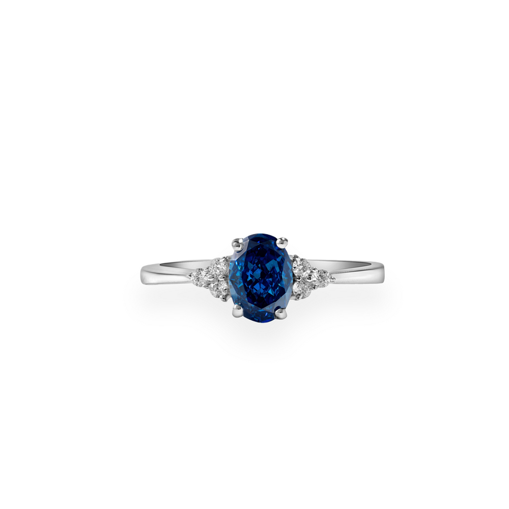 Klarity Blue Fiona Ring with deep blue oval stone in 925 silver
