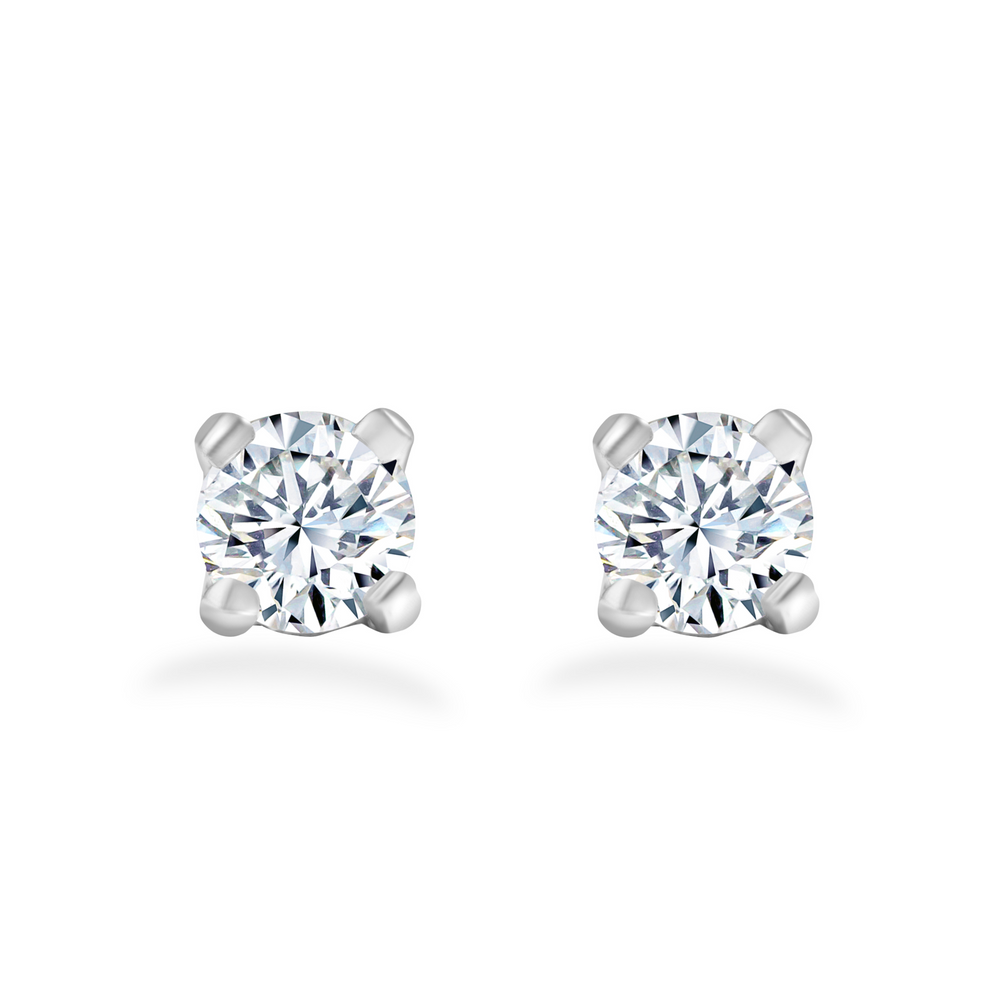 Klarity classic small stud earrings in 925 silver with round-cut cubic zirconia