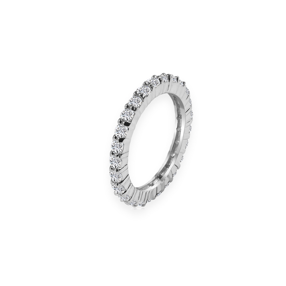
                  
                    Klarity rhodium-plated dainty ring with radiant zirconia shine
                  
                