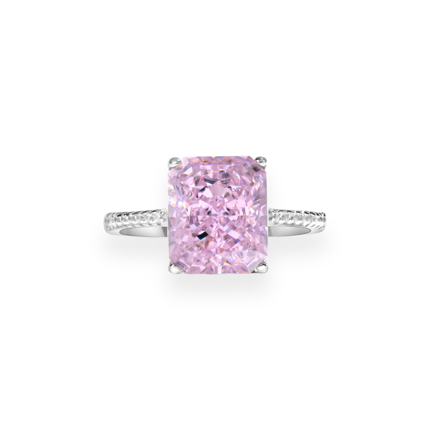 Klarity Ethereal Blush Solitaire Ring in radiant pink, crafted in 925 silver