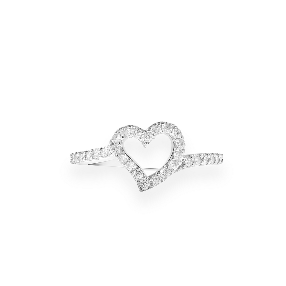 Klarity heart-shaped pavé ring in 925 silver—crafted to symbolize love and light