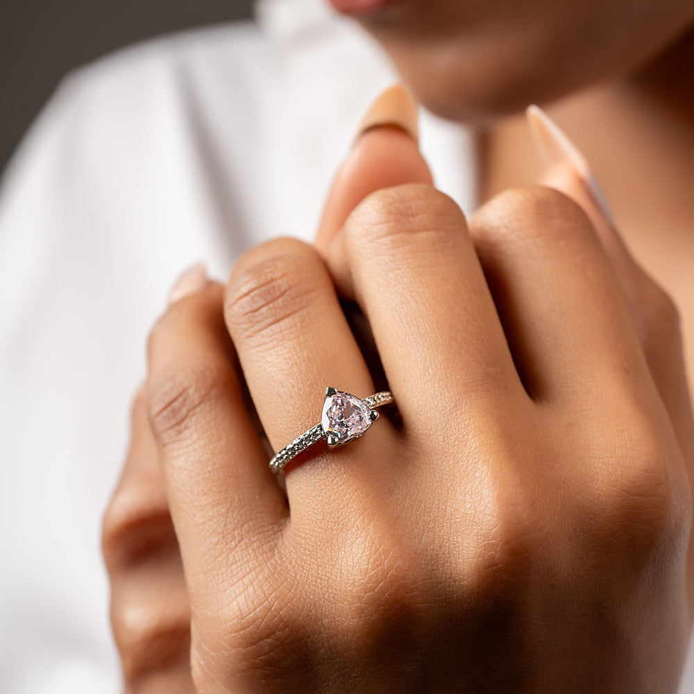 
                  
                    Heart solitaire ring with pavé sparkle
                  
                