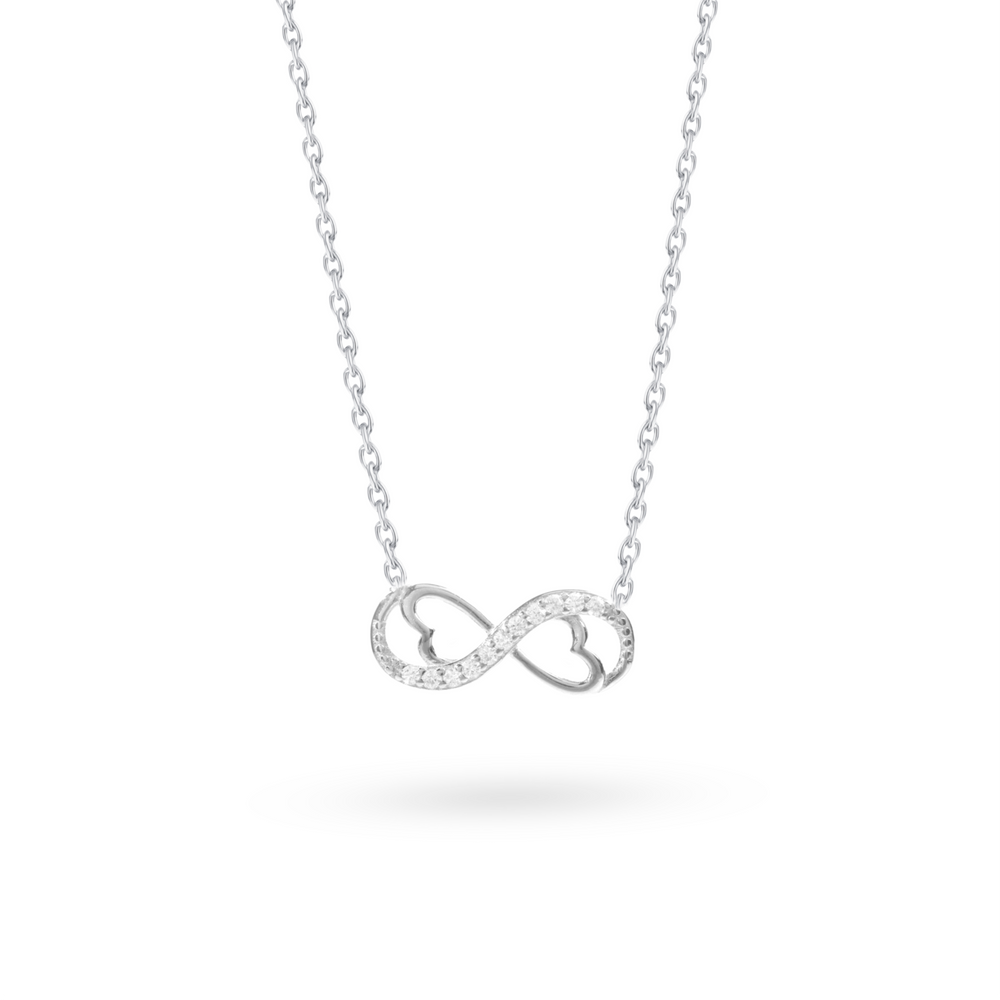 Klarity Infinity Heart Studded Necklace in 925 silver with cubic zirconia stones