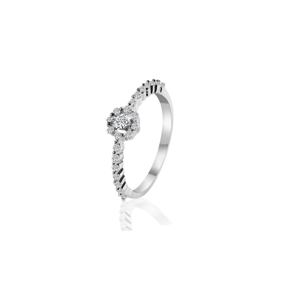 
                  
                    Rhodium-plated halo ring by Klarity—where nature meets timeless grace
                  
                