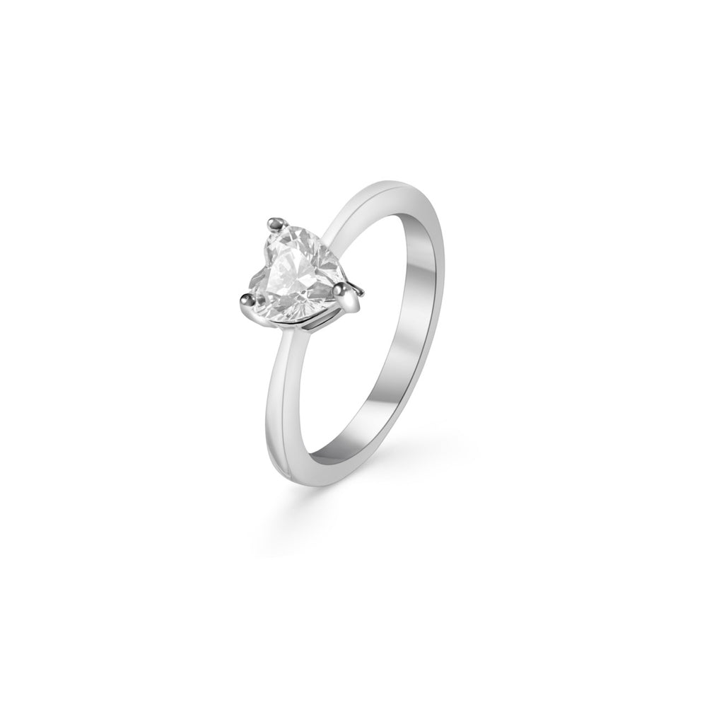 
                  
                    Rhodium-plated solitaire heart ring crafted for timeless romance by Klarity
                  
                