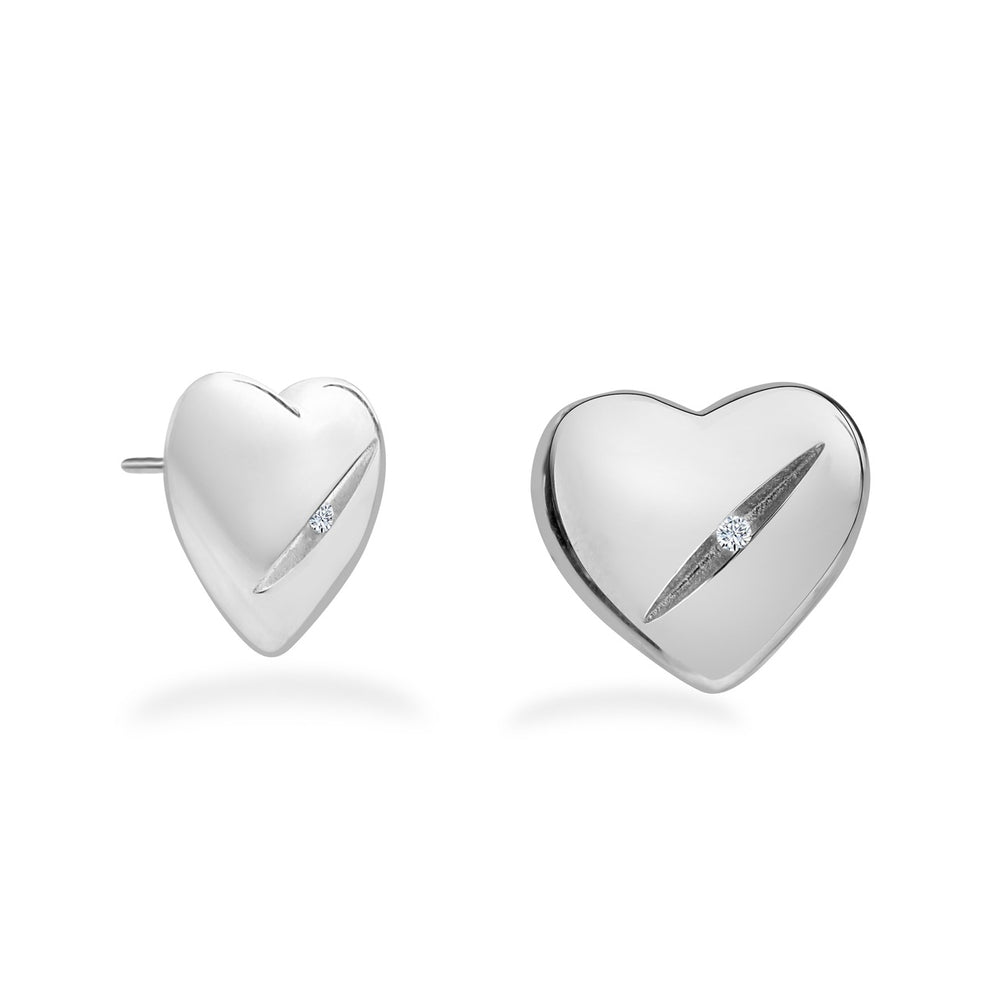 
                  
                    Rhodium-plated heart studs by Klarity
                  
                