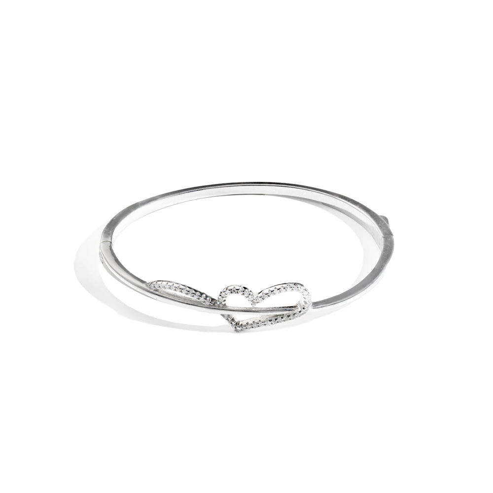 Klarity open heart bangle in 925 Sterling Silver with sparkling CZ