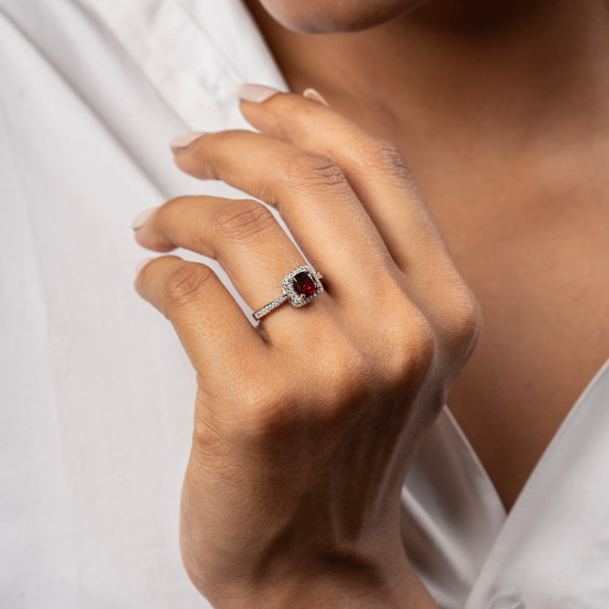 Vibrant pink cubic zirconia solitaire ring by Klarity—made to turn heads