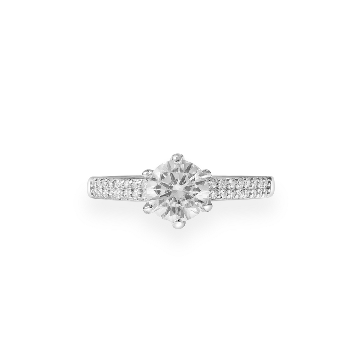 Klarity Radiance Ring in 925 silver with round-cut cubic zirconia centerpiece