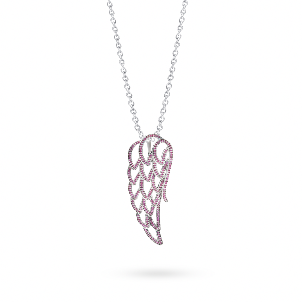Klarity Red Angel Wing Pendant Necklace in 925 silver—symbol of love and strength