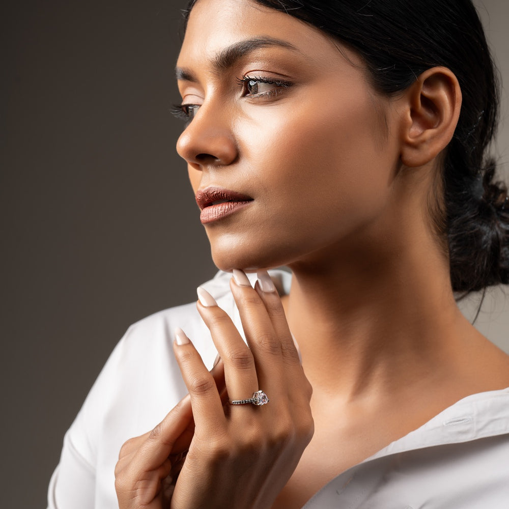 
                  
                    Klarity rhodium-plated heart ring
                  
                