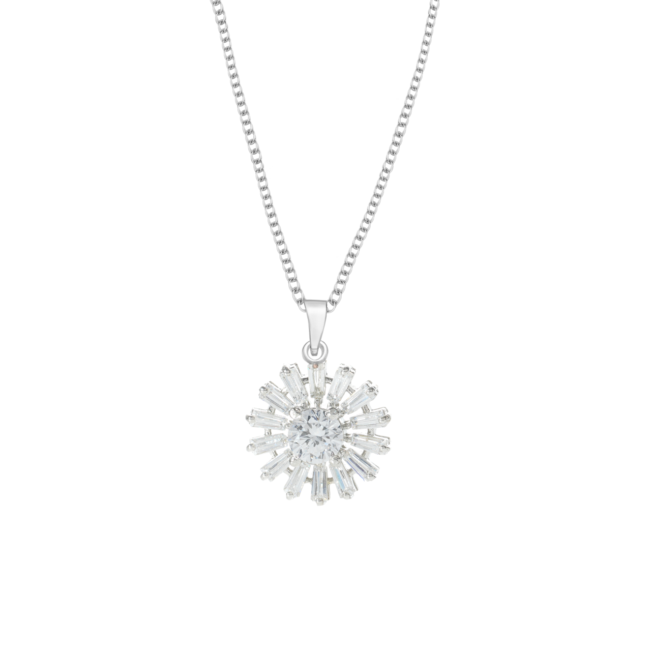 Klarity Snowflake Solitaire Pendant Necklace in 925 silver with cubic zirconia