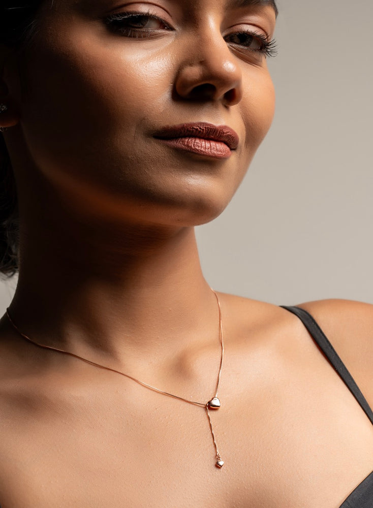 
                  
                    Klarity’s rose gold plated heart charm with 925 silver chain
                  
                