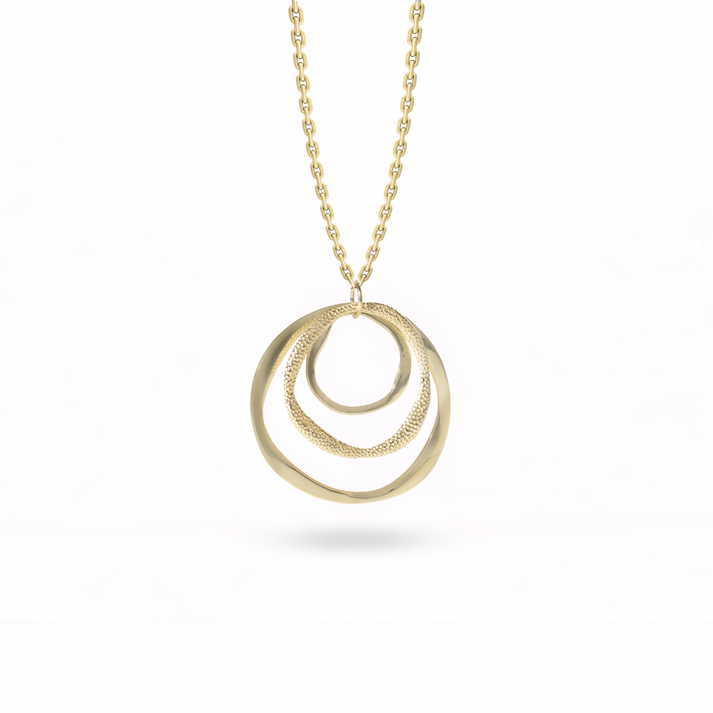 
                  
                    Klarity’s rose gold plated layered circle pendant
                  
                