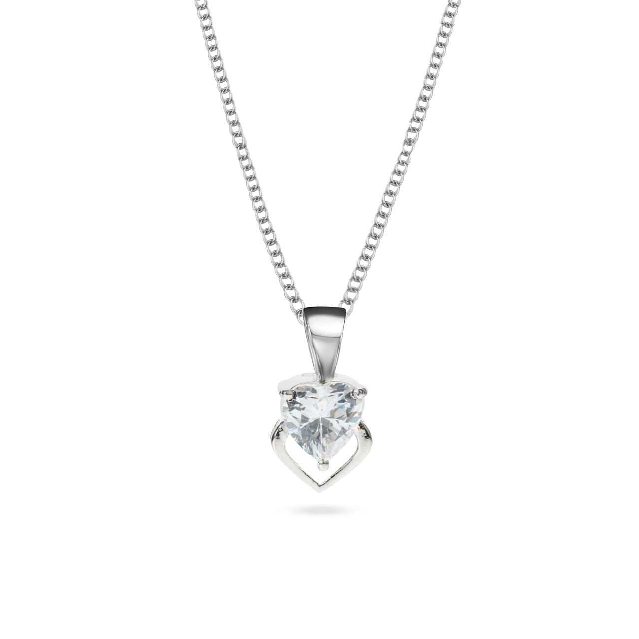 Klarity’s open heart pendant with center CZ stone on 925 silver chain - timeless love jewellry