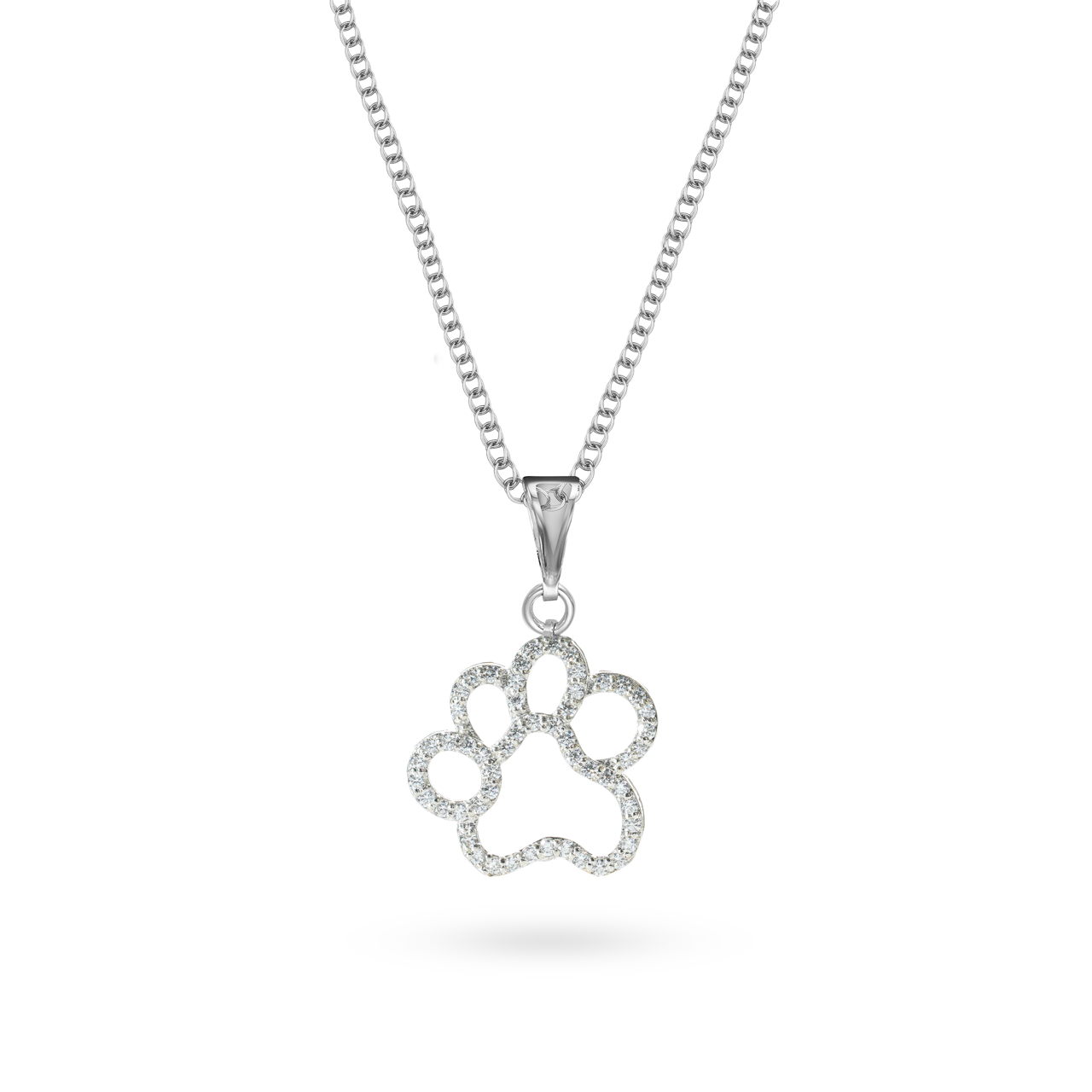Klarity’s paw print pendant with CZ stones on 925 silver chain - pet memorial jewelry
